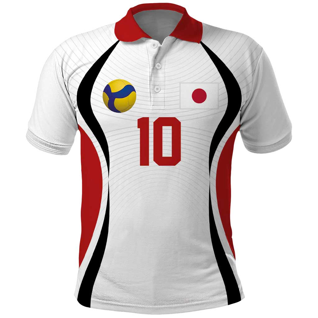 Custom Japan Volleyball Polo Shirt Sporty Style White Color