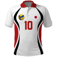 Custom Japan Volleyball Polo Shirt Sporty Style White Color