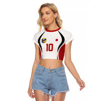 Custom Japan Volleyball Raglan Cropped T Shirt Sporty Style White Color