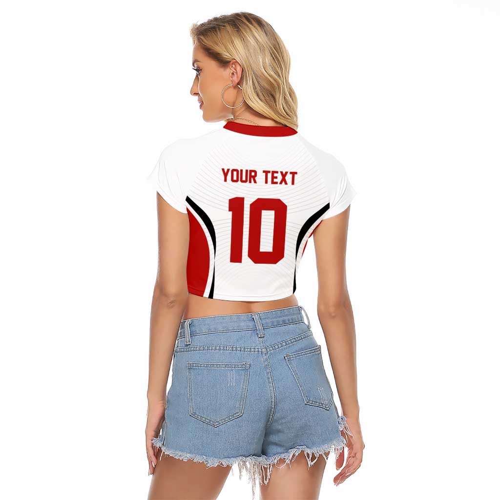 Custom Japan Volleyball Raglan Cropped T Shirt Sporty Style White Color