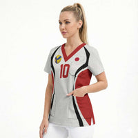 Custom Japan Volleyball Scrub Top Sporty Style White Color