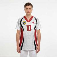 Custom Japan Volleyball Scrub Top Sporty Style White Color