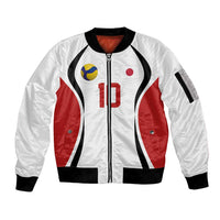 Custom Japan Volleyball Sleeve Zip Bomber Jacket Sporty Style White Color