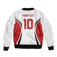 Custom Japan Volleyball Sleeve Zip Bomber Jacket Sporty Style White Color