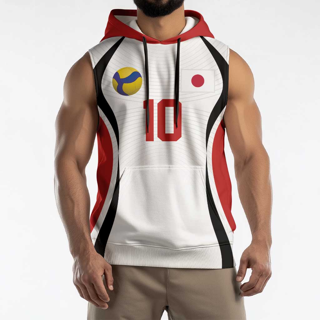 Custom Japan Volleyball Sleeveless Hoodie Sporty Style White Color