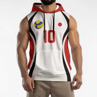 Custom Japan Volleyball Sleeveless Hoodie Sporty Style White Color