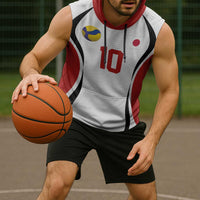 Custom Japan Volleyball Sleeveless Hoodie Sporty Style White Color