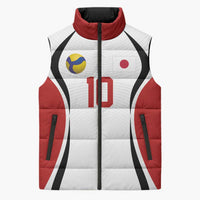 Custom Japan Volleyball Sleeveless Puffer Jacket Sporty Style White Color