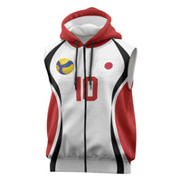 Custom Japan Volleyball Sleeveless Zip Hoodie Sporty Style White Color