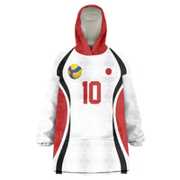 Custom Japan Volleyball Wearable Blanket Hoodie Sporty Style White Color