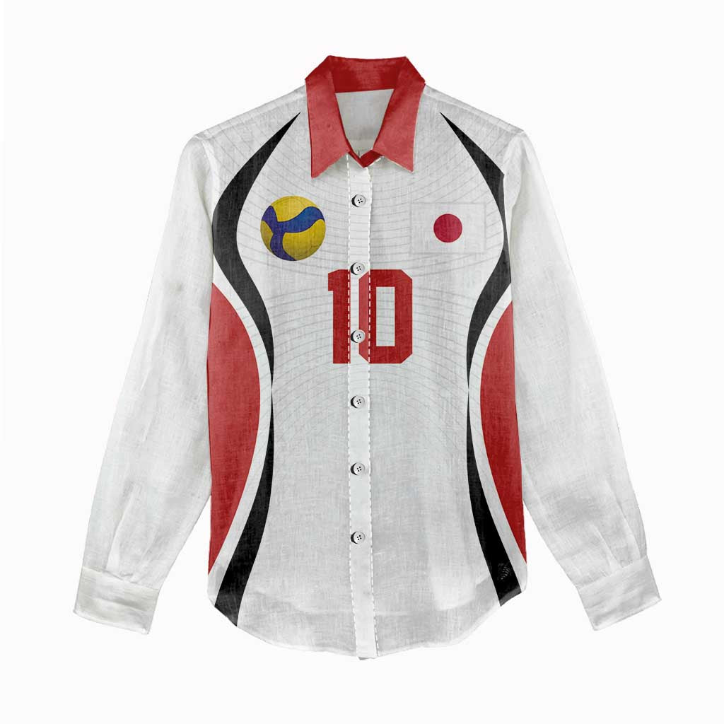 Custom Japan Volleyball Women Casual Shirt Sporty Style White Color