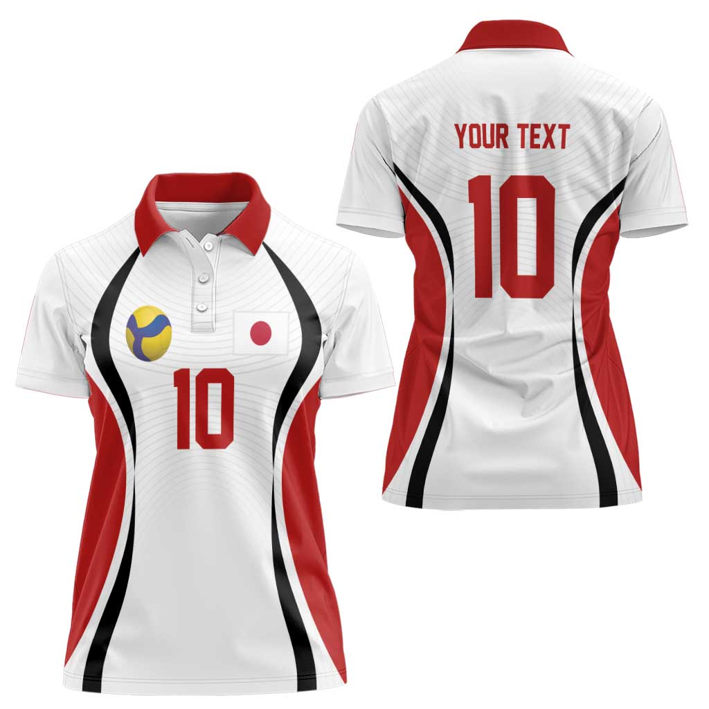 Custom Japan Volleyball Women Polo Shirt Sporty Style White Color
