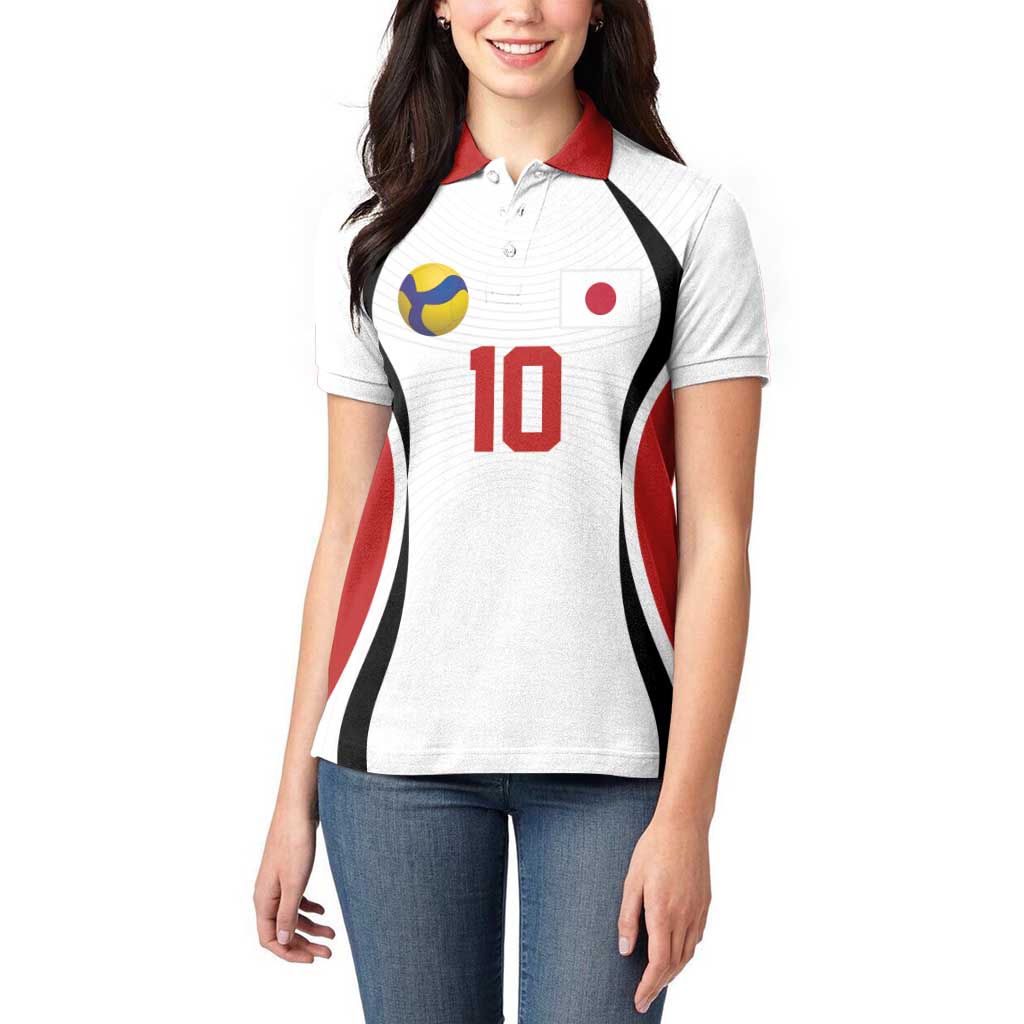 Custom Japan Volleyball Women Polo Shirt Sporty Style White Color