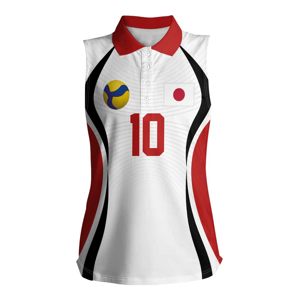 Custom Japan Volleyball Women Sleeveless Polo Shirt Sporty Style White Color