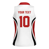 Custom Japan Volleyball Women Sleeveless Polo Shirt Sporty Style White Color