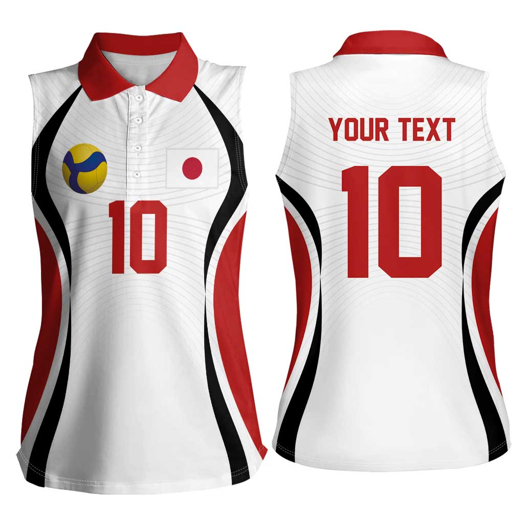 Custom Japan Volleyball Women Sleeveless Polo Shirt Sporty Style White Color