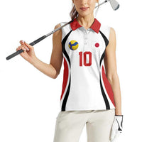 Custom Japan Volleyball Women Sleeveless Polo Shirt Sporty Style White Color