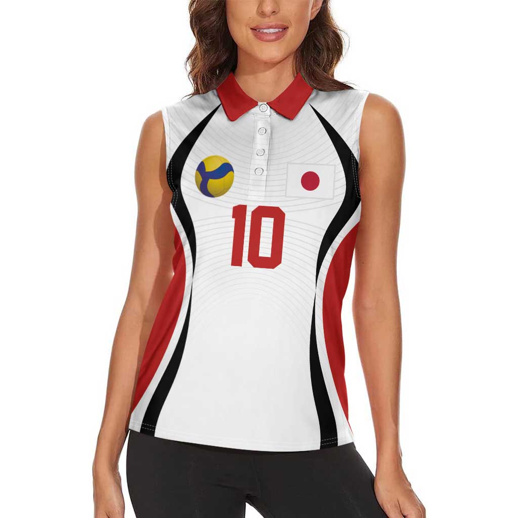 Custom Japan Volleyball Women Sleeveless Polo Shirt Sporty Style White Color