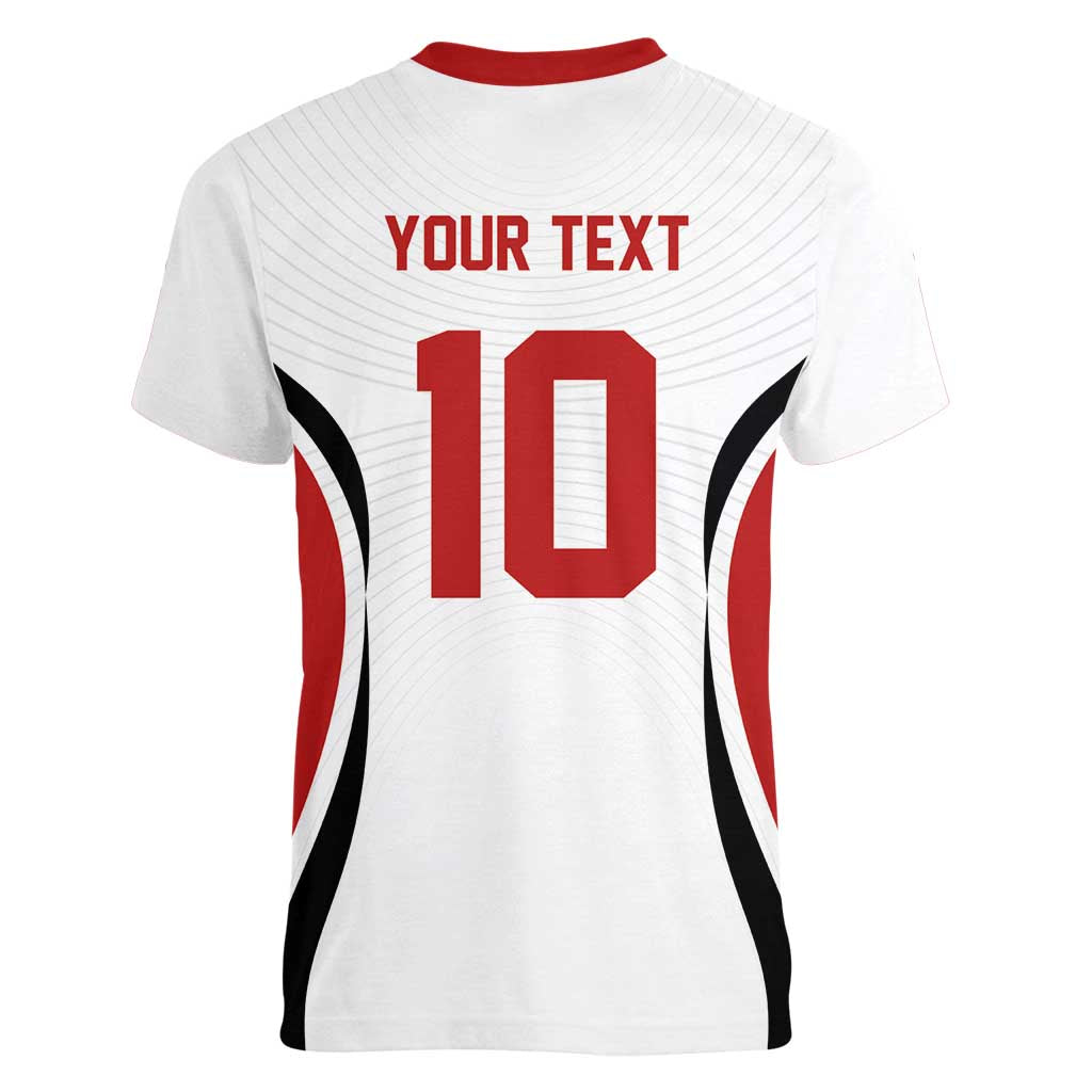 Custom Japan Volleyball Women V-Neck T-Shirt Sporty Style White Color