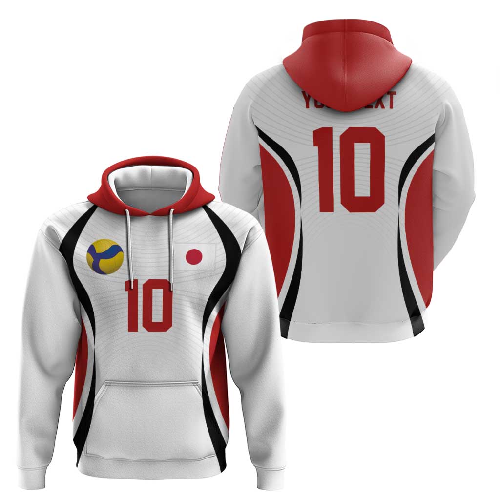 Custom Japan Volleyball Zip Hoodie Sporty Style White Color