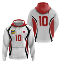 Custom Japan Volleyball Zip Hoodie Sporty Style White Color