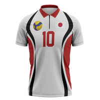 Custom Japan Volleyball Zipper Polo Shirt Sporty Style White Color