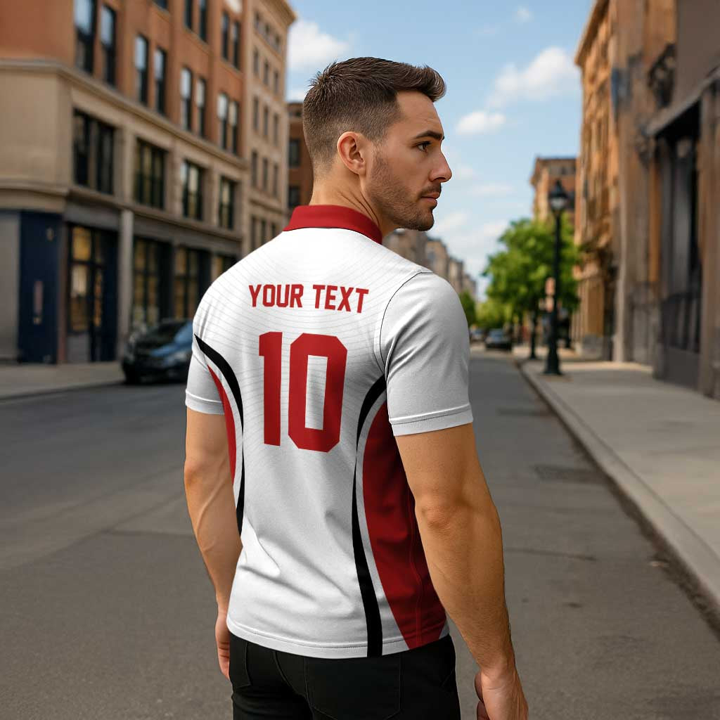 Custom Japan Volleyball Zipper Polo Shirt Sporty Style White Color