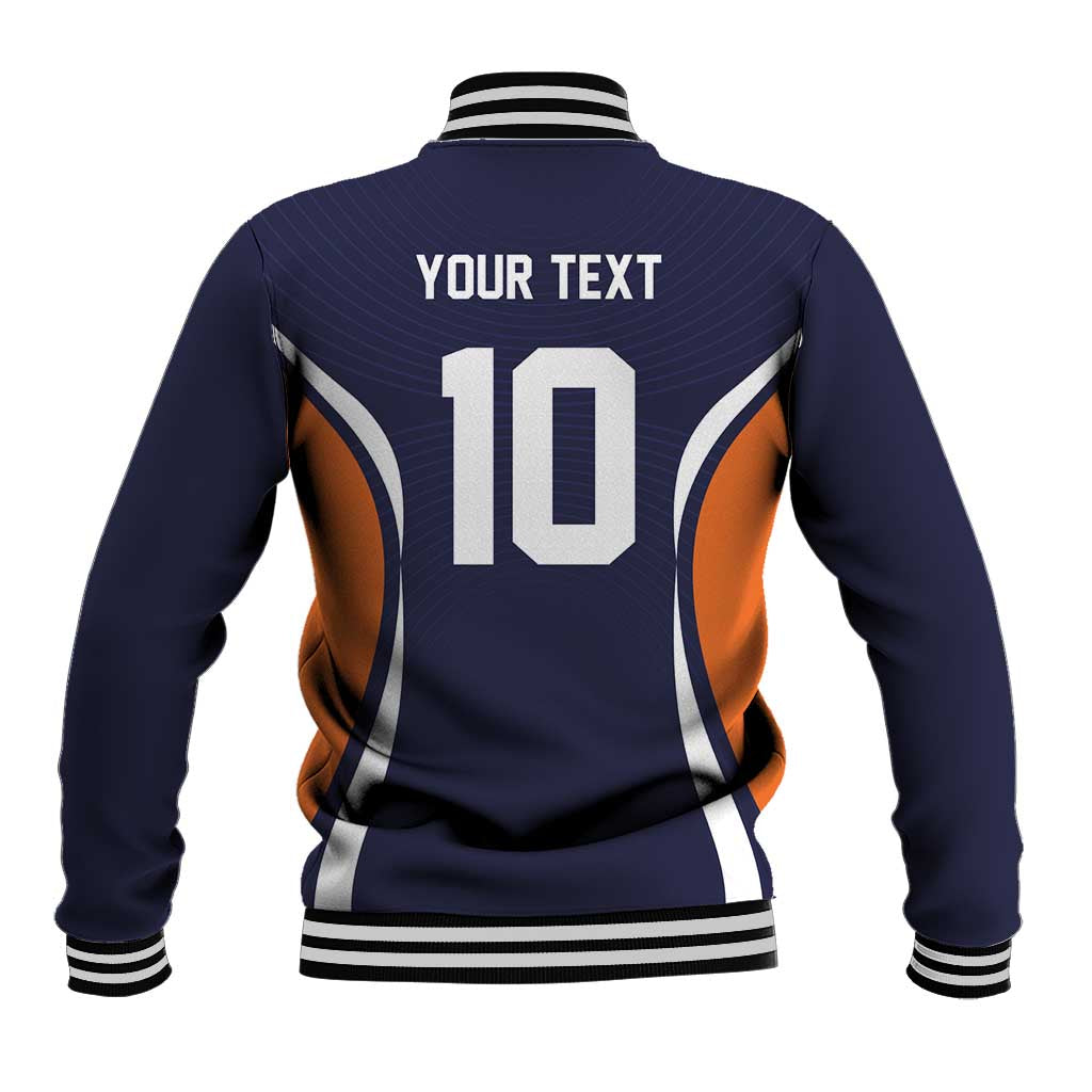 Custom Japan Volleyball Baseball Jacket Sporty Style Navy Color