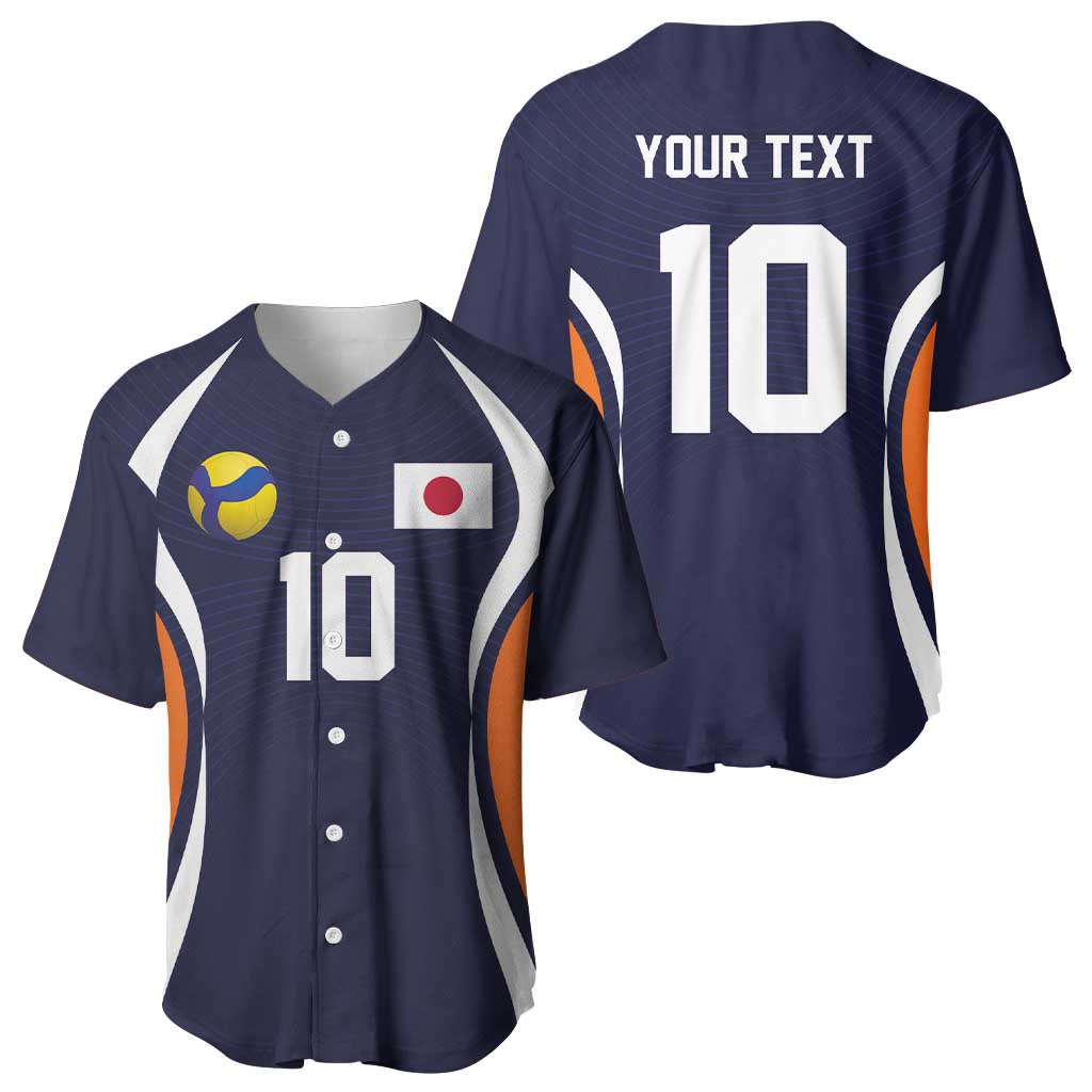 Custom Japan Volleyball Baseball Jersey Sporty Style Navy Color