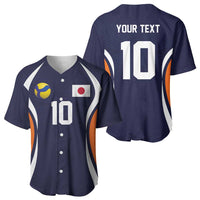 Custom Japan Volleyball Baseball Jersey Sporty Style Navy Color
