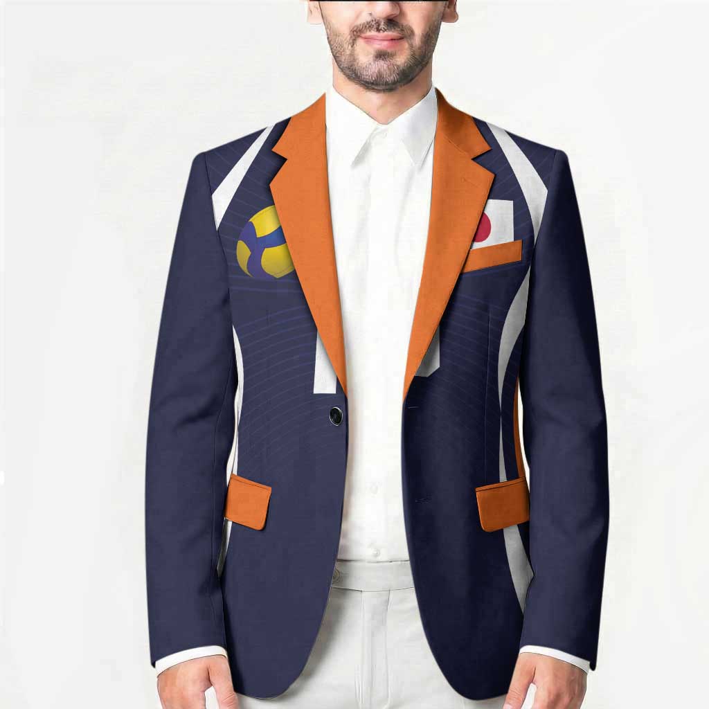 Custom Japan Volleyball Blazer Sporty Style Navy Color