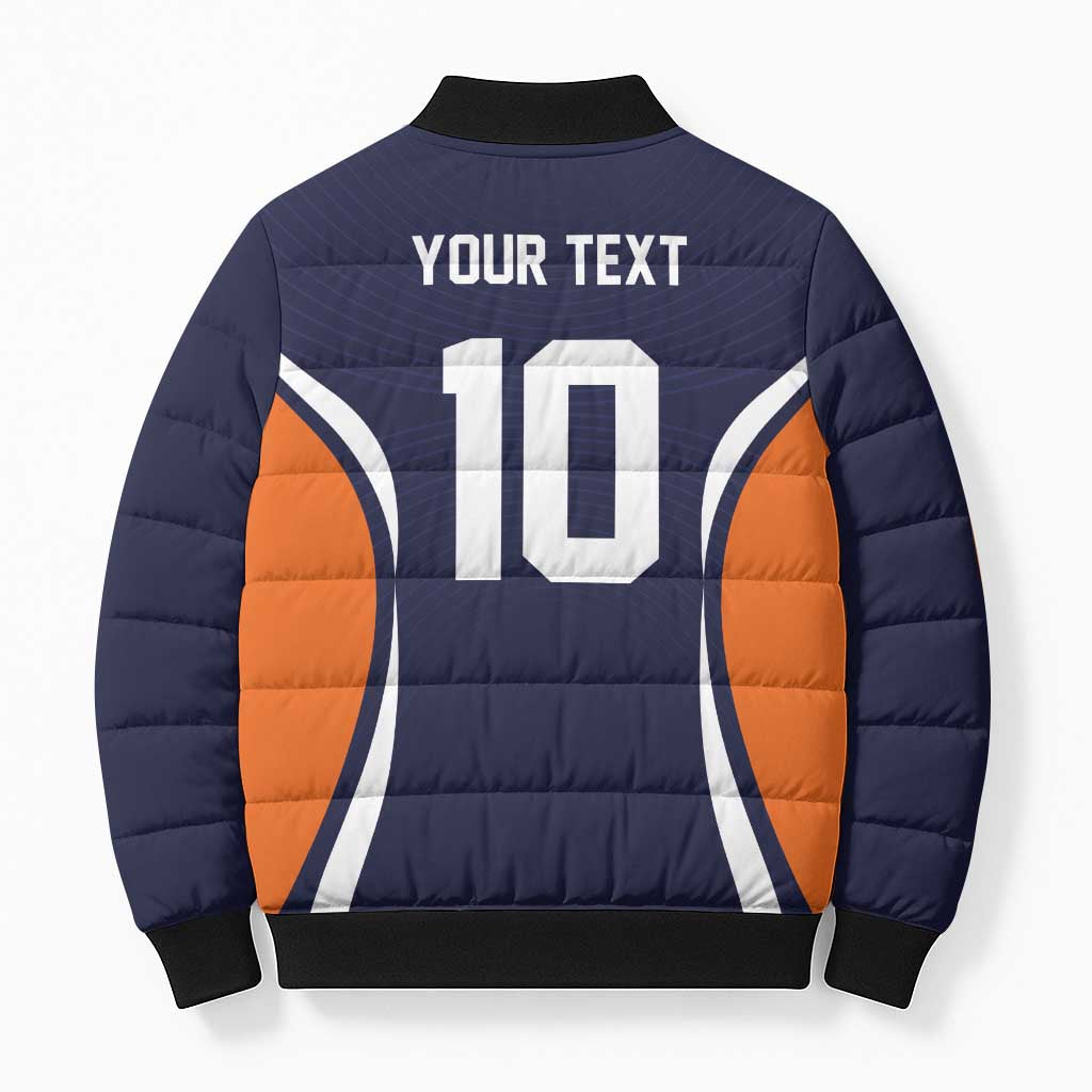 Custom Japan Volleyball Bomber Puffer Jacket Sporty Style Navy Color