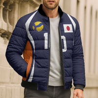 Custom Japan Volleyball Bomber Puffer Jacket Sporty Style Navy Color