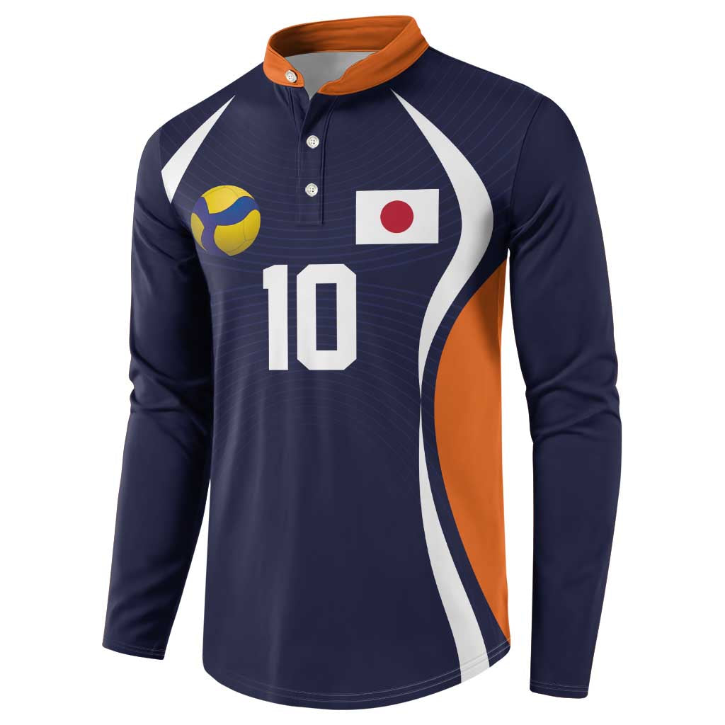 Custom Japan Volleyball Button Sweatshirt Sporty Style Navy Color