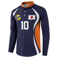 Custom Japan Volleyball Button Sweatshirt Sporty Style Navy Color
