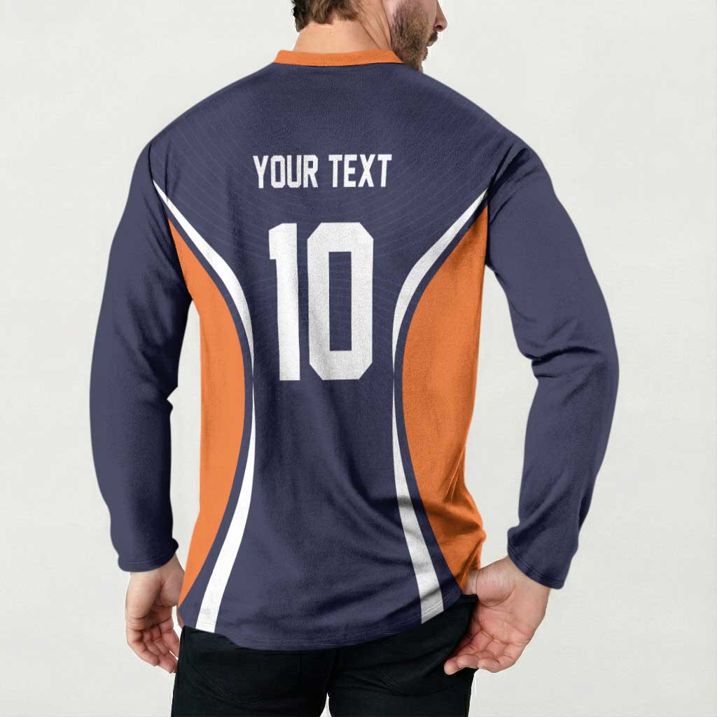 Custom Japan Volleyball Button Sweatshirt Sporty Style Navy Color