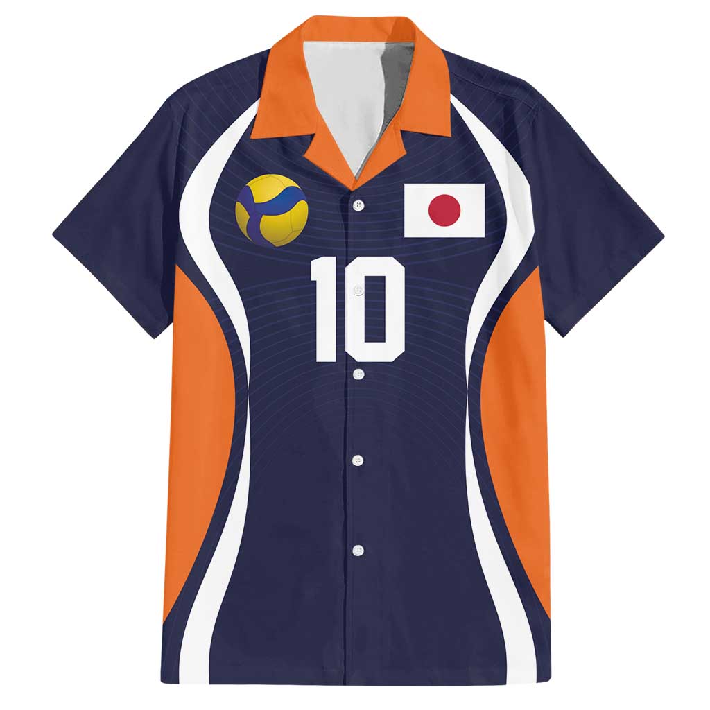 Custom Japan Volleyball Hawaiian Shirt Sporty Style Navy Color