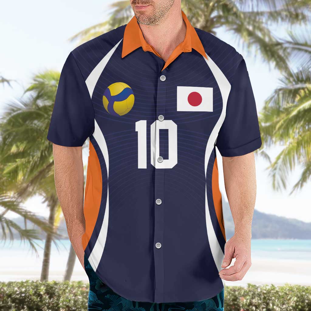 Custom Japan Volleyball Hawaiian Shirt Sporty Style Navy Color