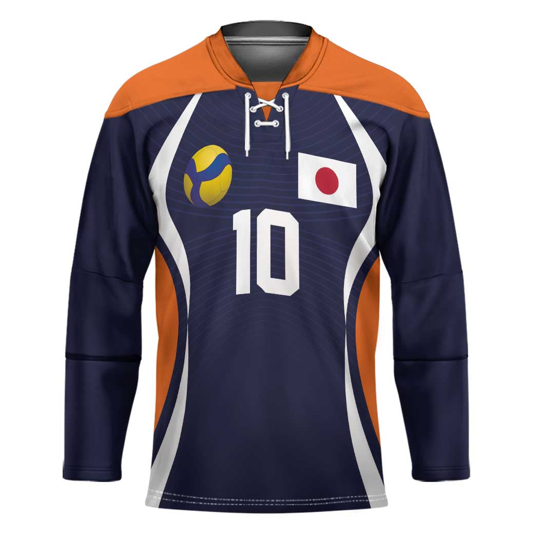 Custom Japan Volleyball Hockey Jersey Sporty Style Navy Color