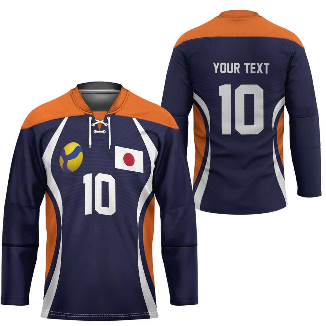 Custom Japan Volleyball Hockey Jersey Sporty Style Navy Color