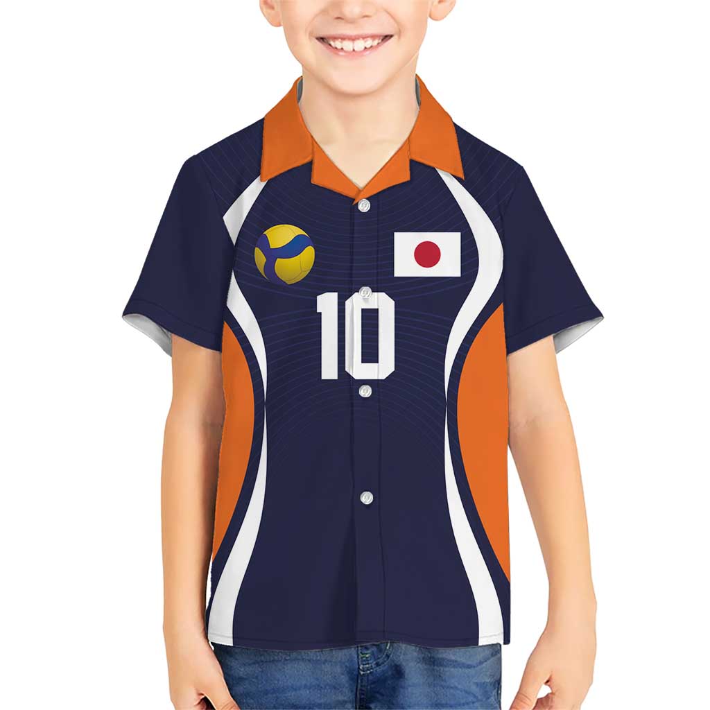 Custom Japan Volleyball Kid Hawaiian Shirt Sporty Style Navy Color
