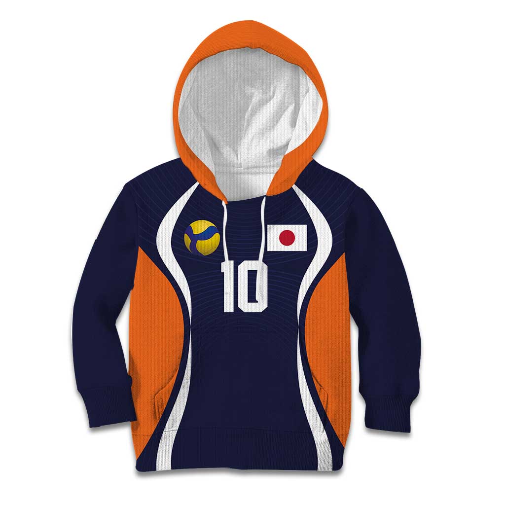 Custom Japan Volleyball Kid Hoodie Sporty Style Navy Color