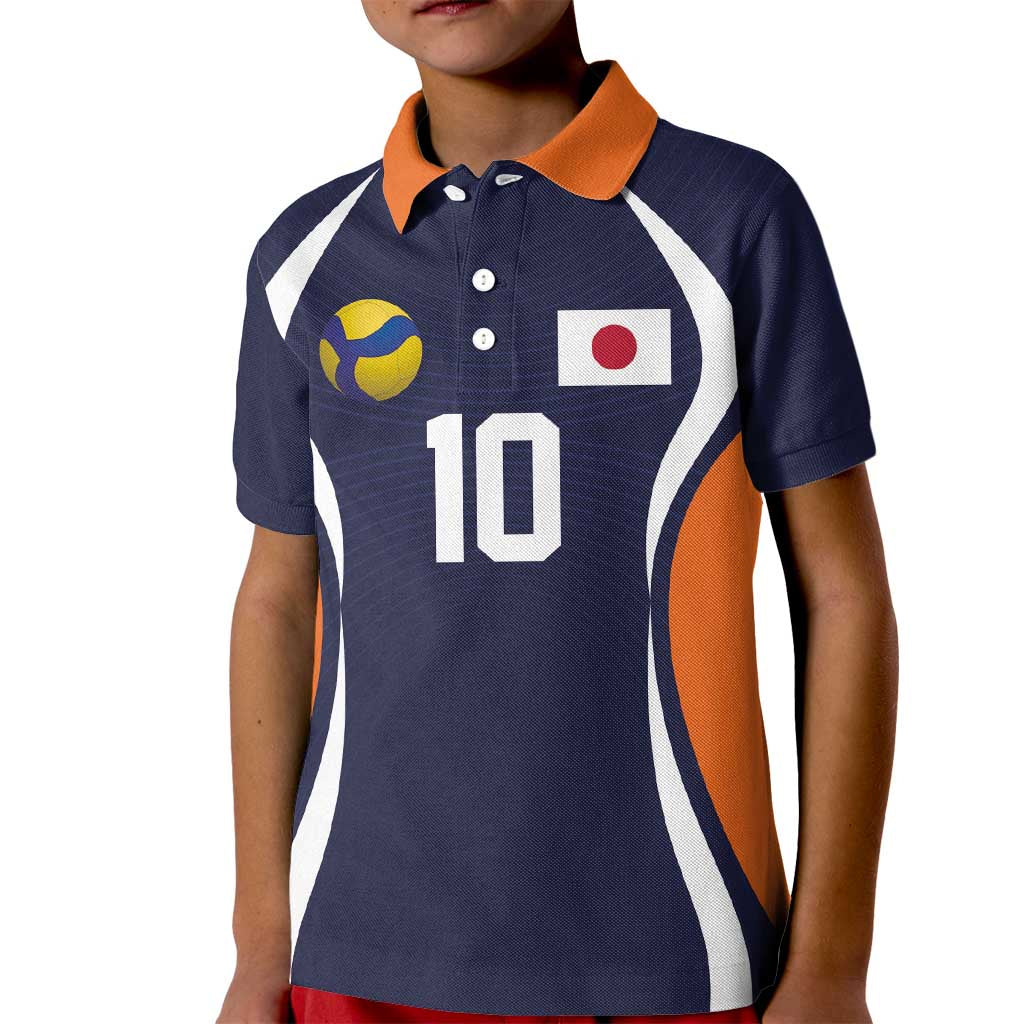 Custom Japan Volleyball Kid Polo Shirt Sporty Style Navy Color