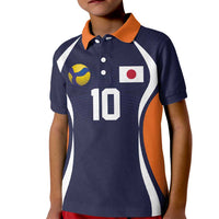Custom Japan Volleyball Kid Polo Shirt Sporty Style Navy Color