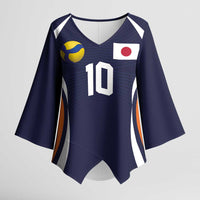 Custom Japan Volleyball Kimono Sleeve Blouse Sporty Style Navy Color