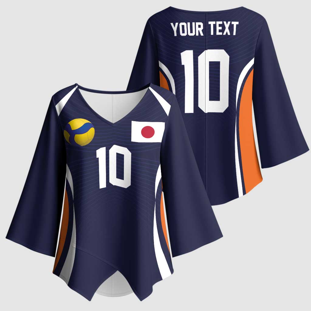 Custom Japan Volleyball Kimono Sleeve Blouse Sporty Style Navy Color