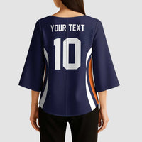 Custom Japan Volleyball Kimono Sleeve Blouse Sporty Style Navy Color