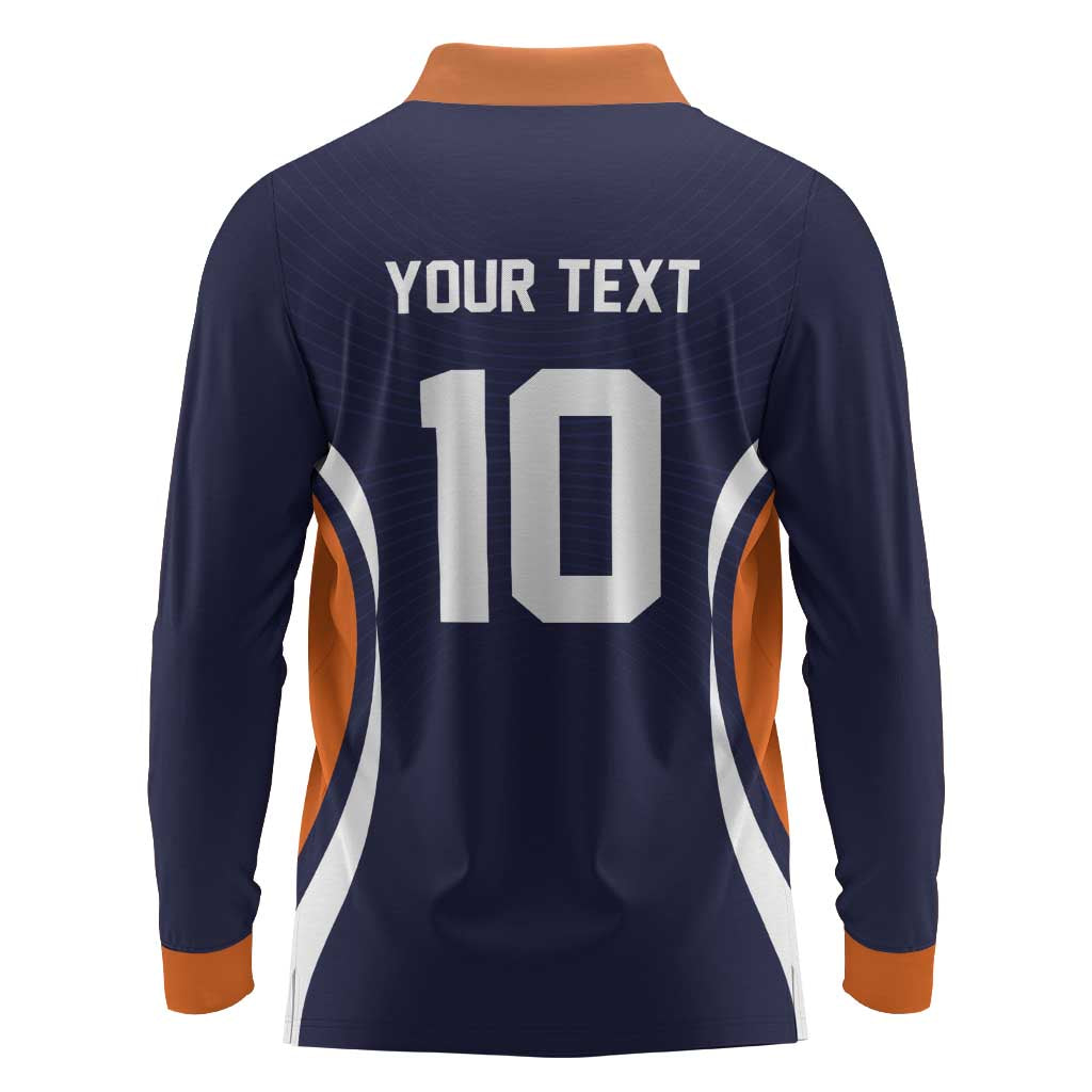 Custom Japan Volleyball Long Sleeve Polo Shirt Sporty Style Navy Color