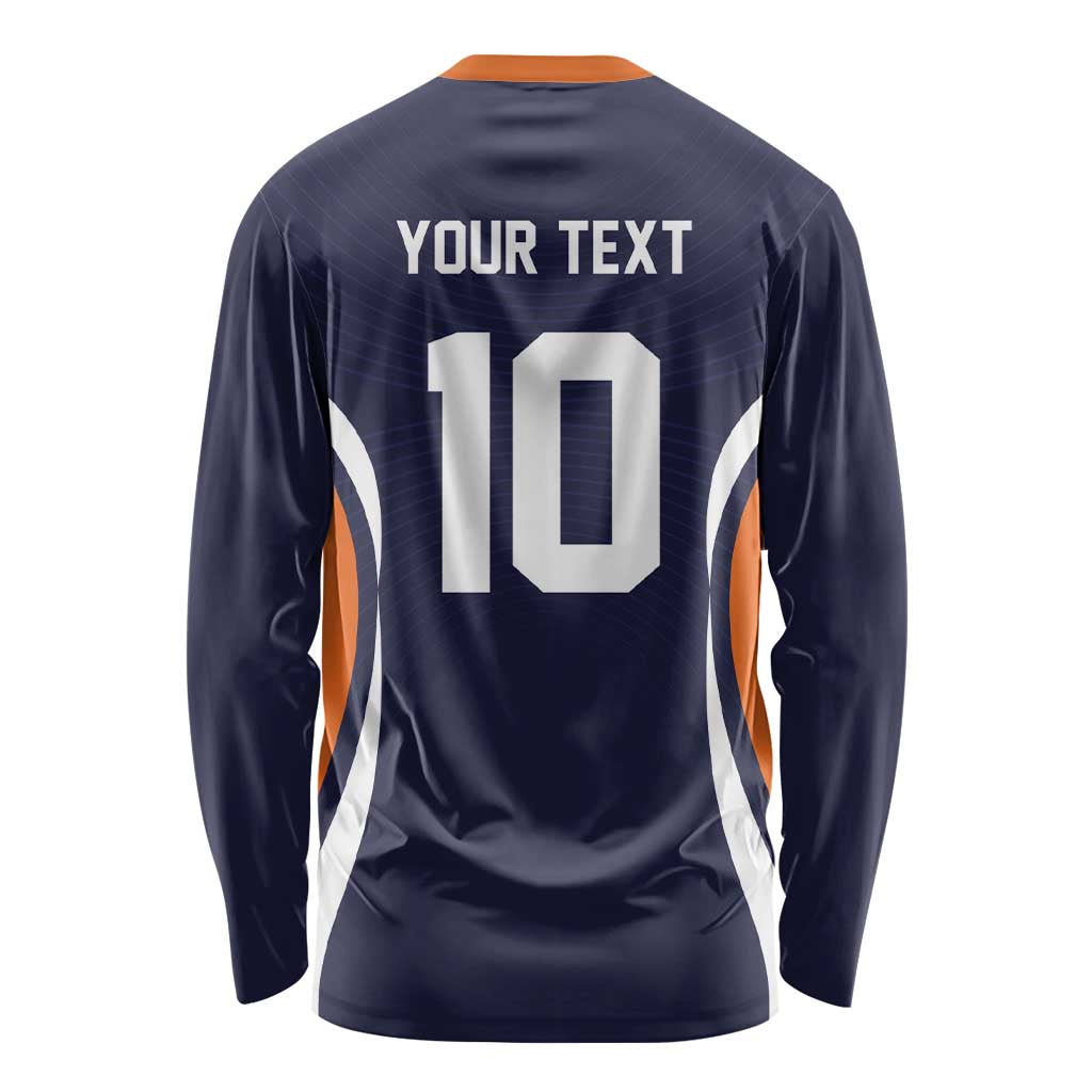 Custom Japan Volleyball Long Sleeve Shirt Sporty Style Navy Color