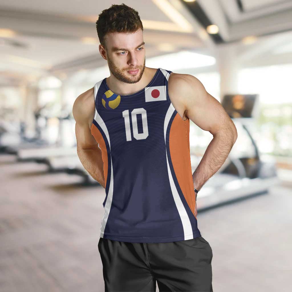 Custom Japan Volleyball Men Tank Top Sporty Style Navy Color